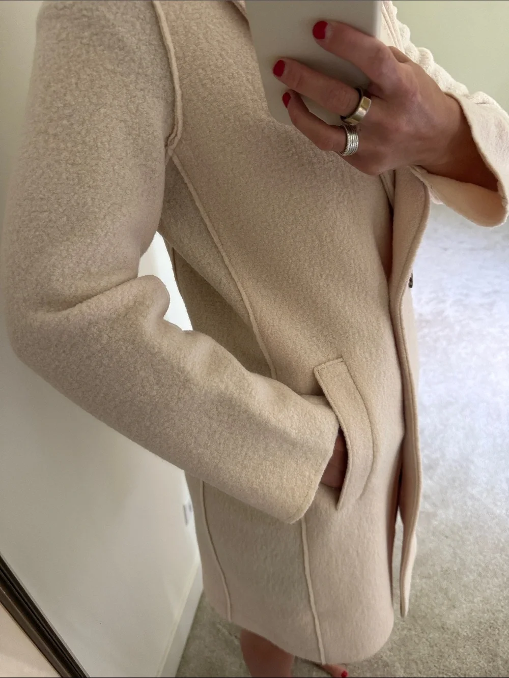 J. Crew Italian 100% wool J Crew Daphne Topcoat ivory peacoat like new - Picture 4 of 10